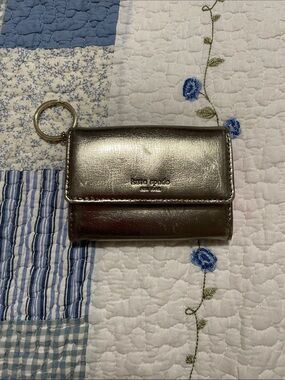 kate spade metallic bronze key pouch with keyring